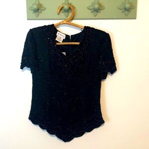 NWT (Flaw) Vintage Stenay Beaded Silk Evening Blouse Top Size Medium